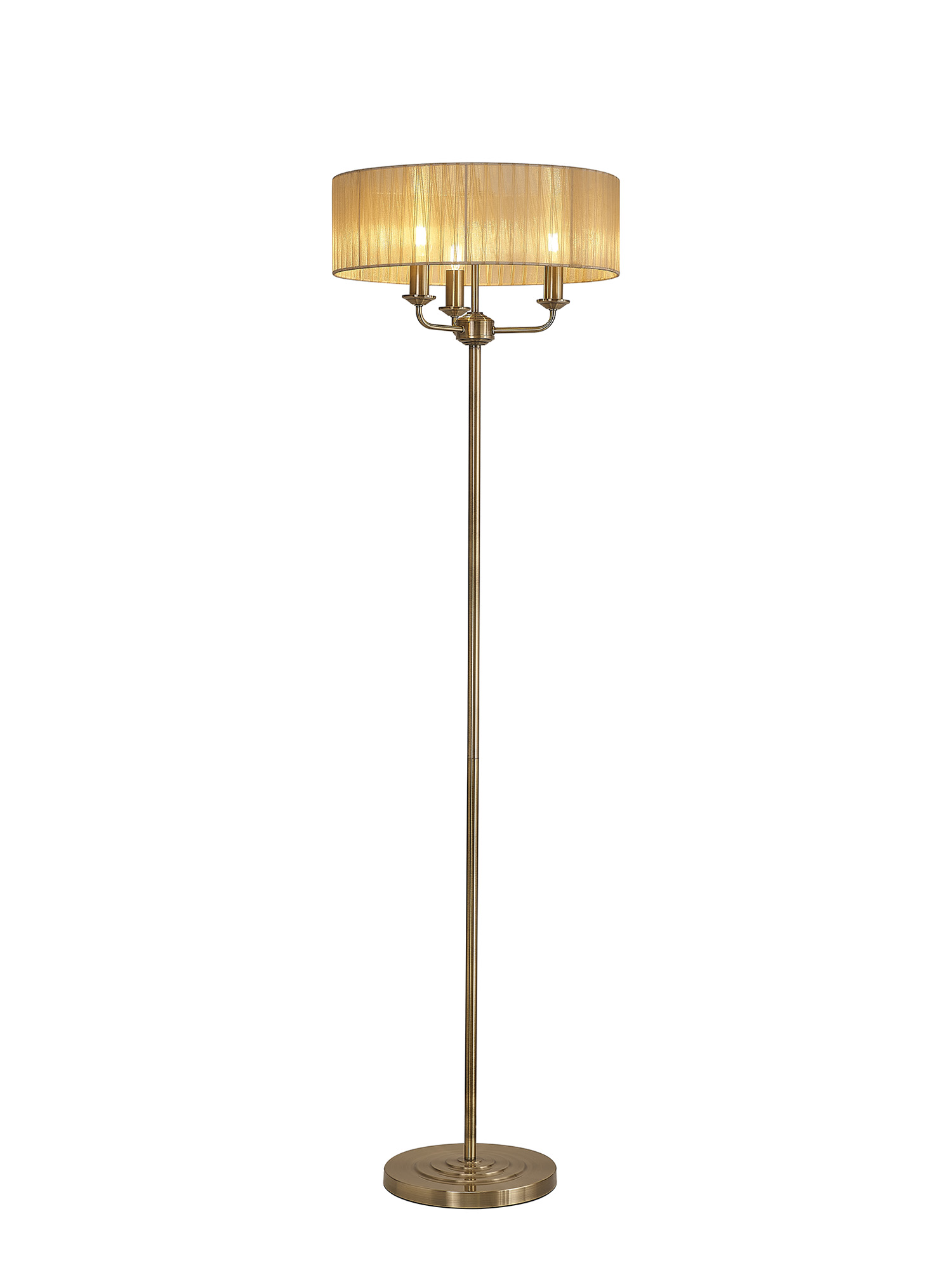 DK0909  Banyan 45cm 3 Light Floor Lamp Antique Brass; Soft Bronze